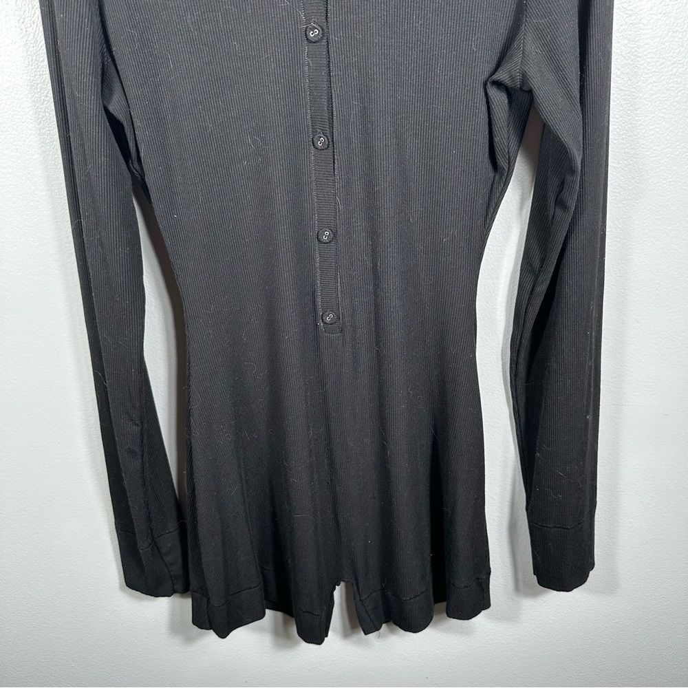 SKIMS Black Soft Lounge Button Up Henley Ribbed Sleep Romper Size Medium Casual - Picture 9 of 16